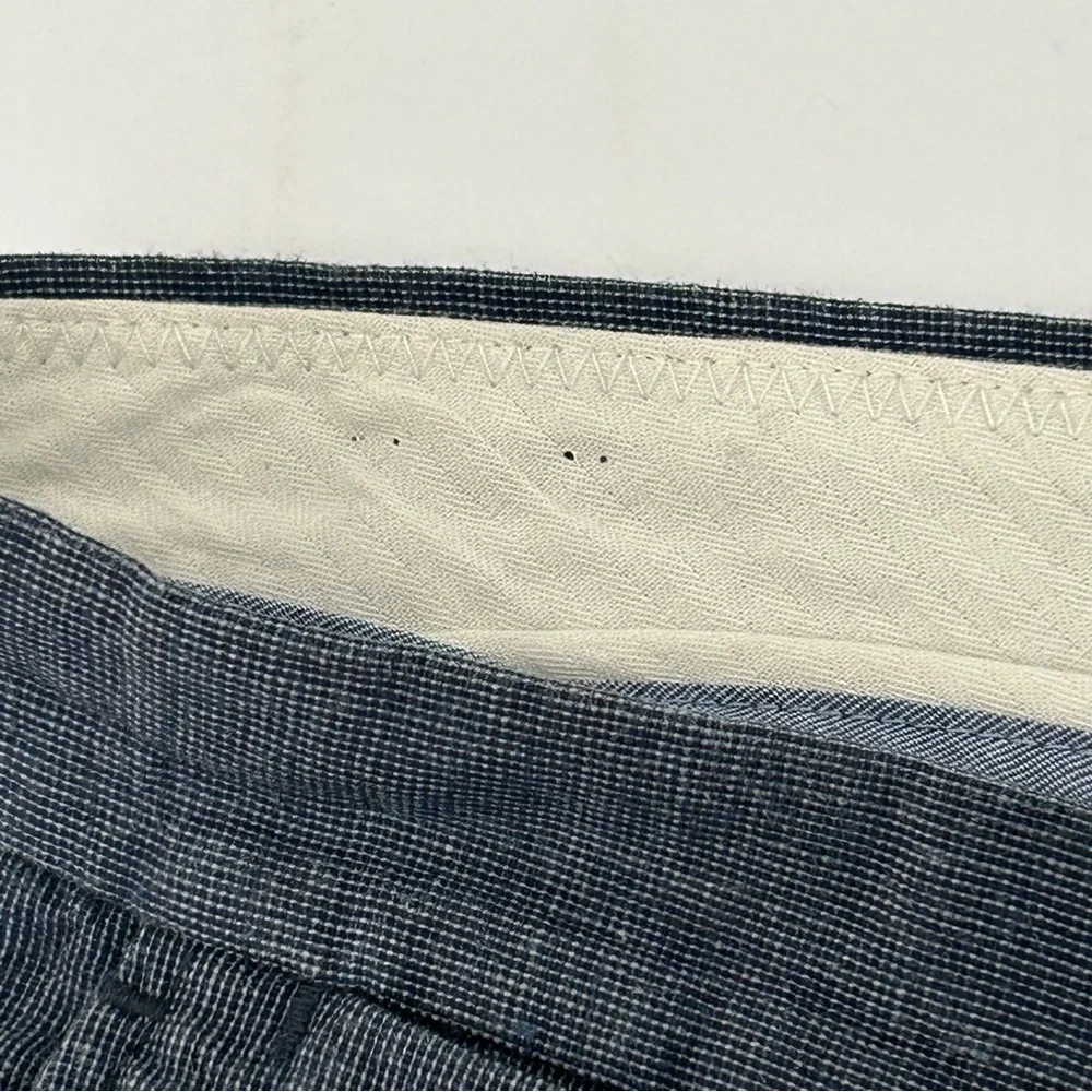 J Crew Bowery Slim Pants Mens Actual Size 30x30 Blue Linen Blend‎ Dress Slacks